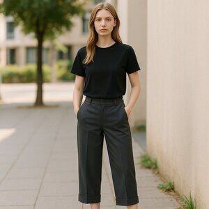 Thalian Capri Dress Pants Women's 8 Brown Career Wool Blend